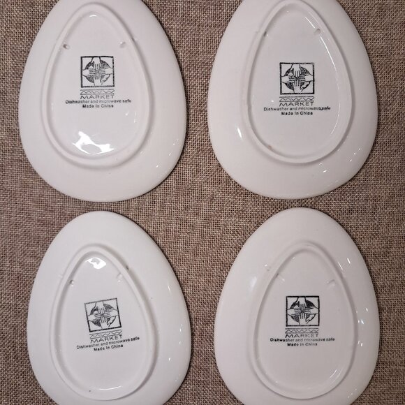 CIB MWW Market Set of 4 Easter 3D Egg Mini Plates Bunny Chick Iris Rose - Picture 10 of 12